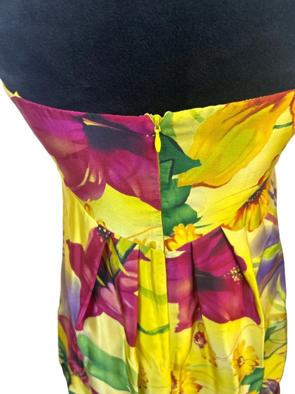 Cache' Women's Size 6 Satin Strapless Mini Dress Floral Tropical Resortwear - Picture 5 of 13